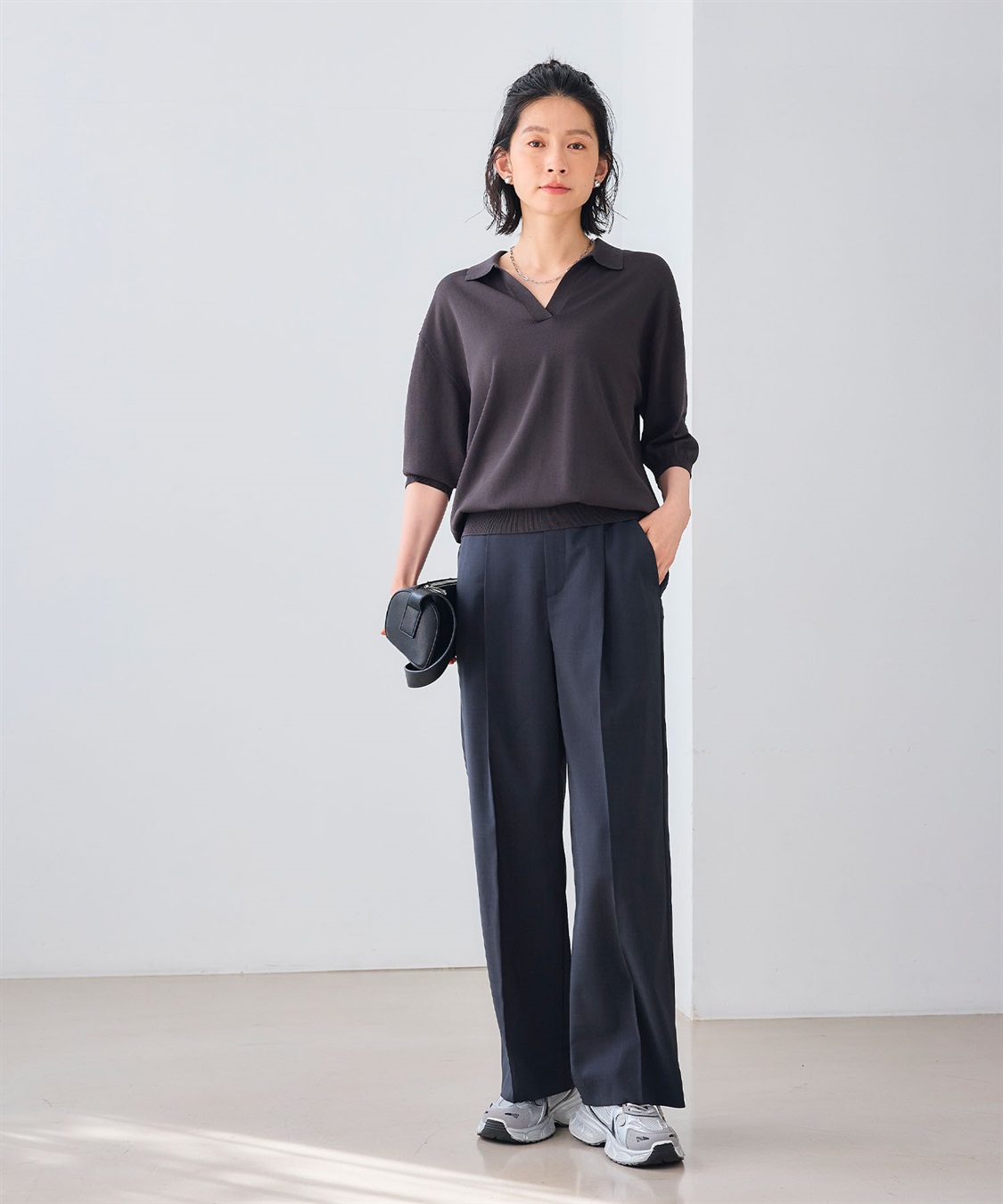 CROSS FUNCTION 《UV/洗える》サマ美え スキッパーポロニットプルオーバー_sub_8