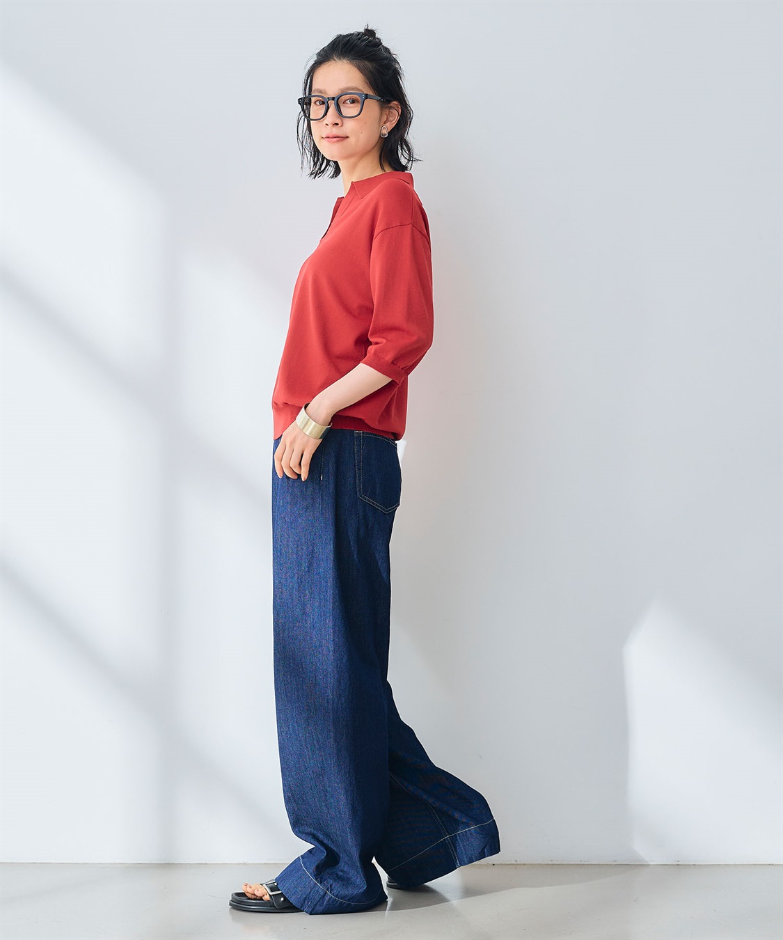 CROSS FUNCTION 《UV/洗える》サマ美え スキッパーポロニットプルオーバー_sub_16