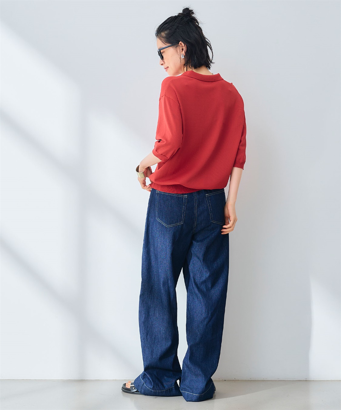 CROSS FUNCTION 《UV/洗える》サマ美え スキッパーポロニットプルオーバー_sub_17