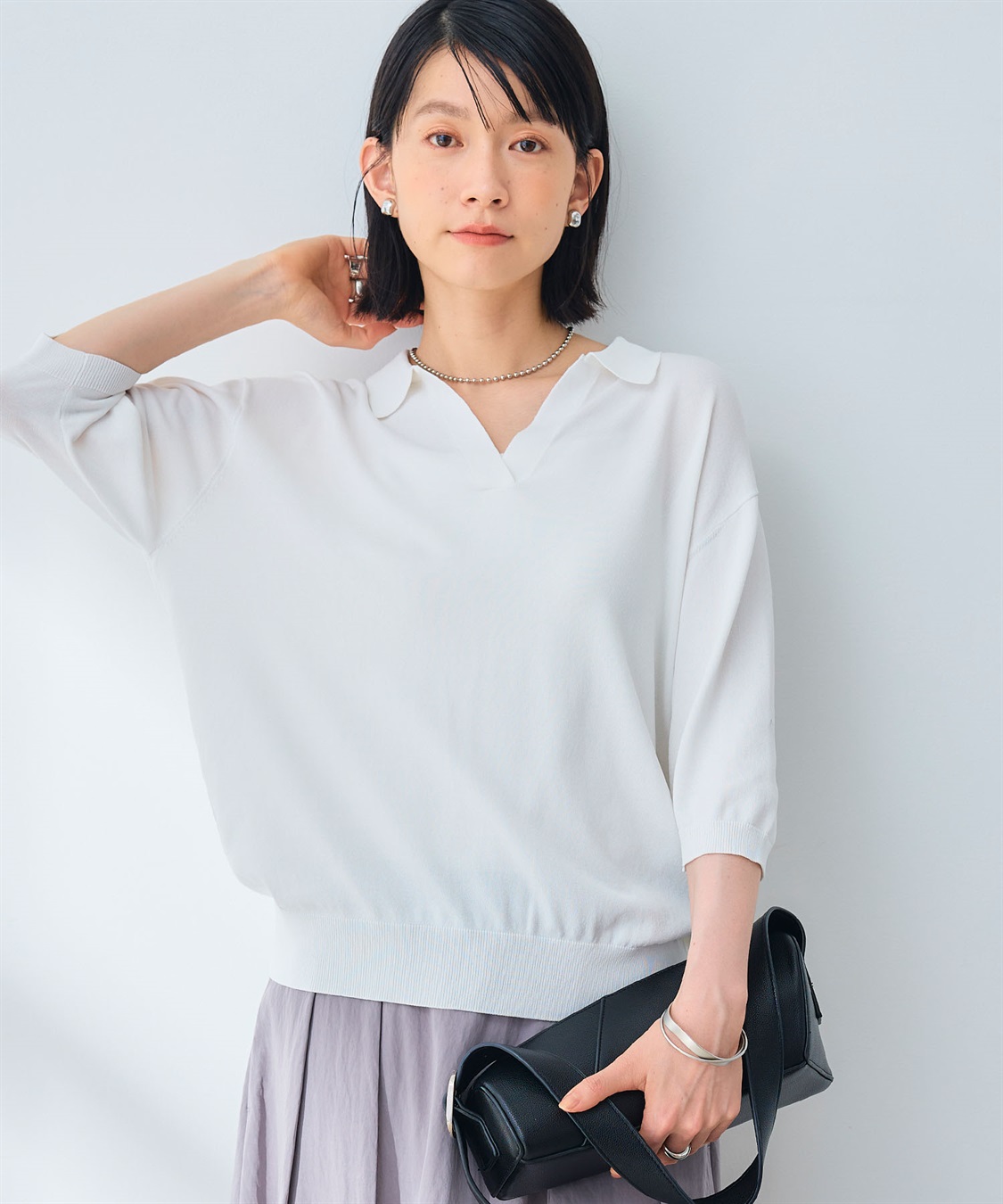 CROSS FUNCTION 《UV/洗える》サマ美え スキッパーポロニットプルオーバー_sub_18