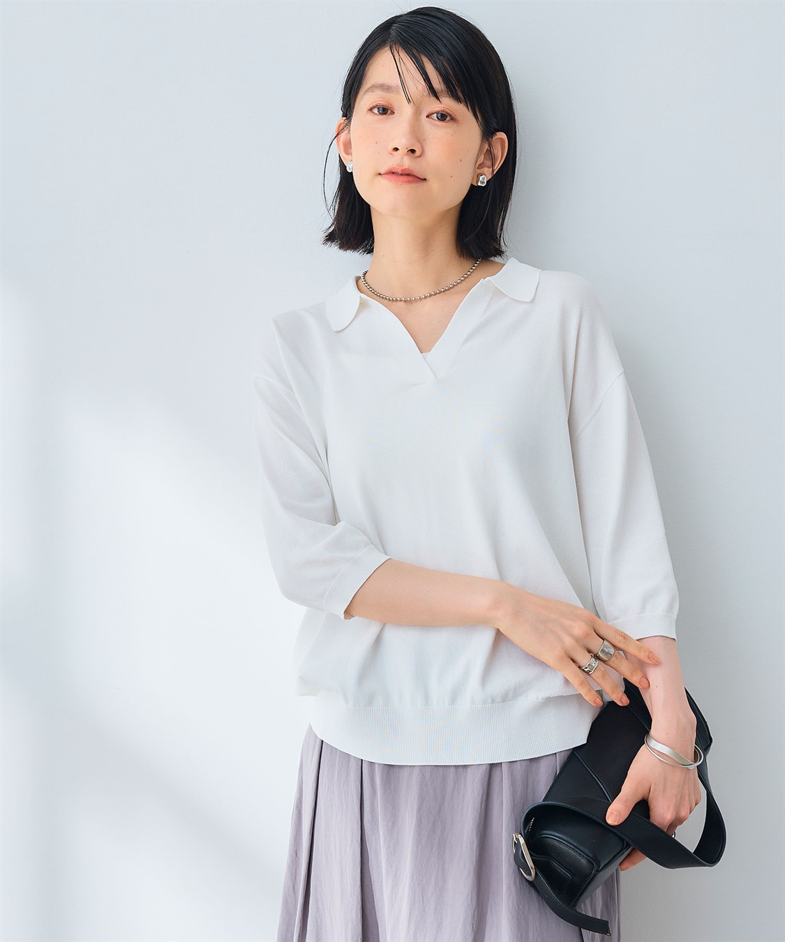 CROSS FUNCTION 《UV/洗える》サマ美え スキッパーポロニットプルオーバー_sub_19