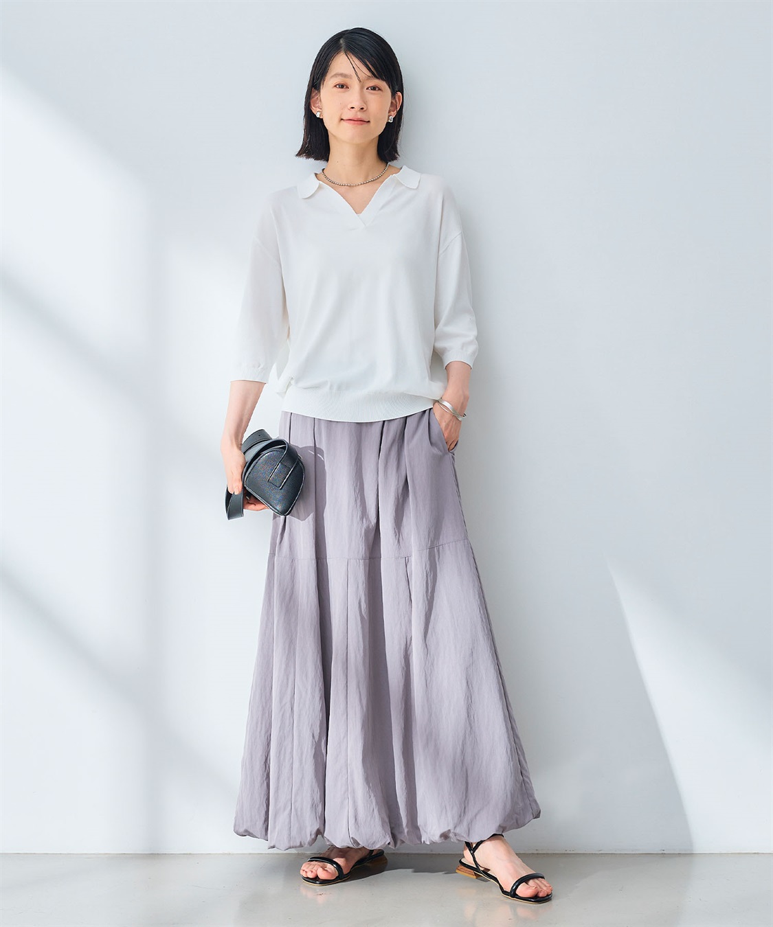 CROSS FUNCTION 《UV/洗える》サマ美え スキッパーポロニットプルオーバー_sub_21