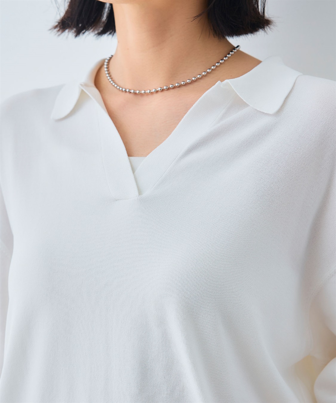 CROSS FUNCTION 《UV/洗える》サマ美え スキッパーポロニットプルオーバー_sub_26