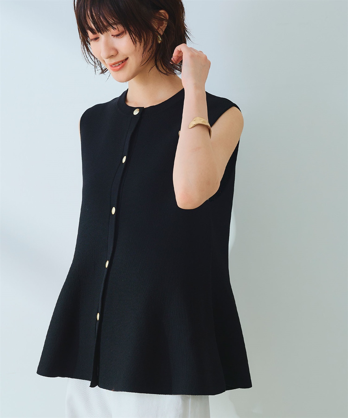 CROSS FUNCTION 《洗える》サマ美え マシュマロミラノペプラムニットベスト_sub_3