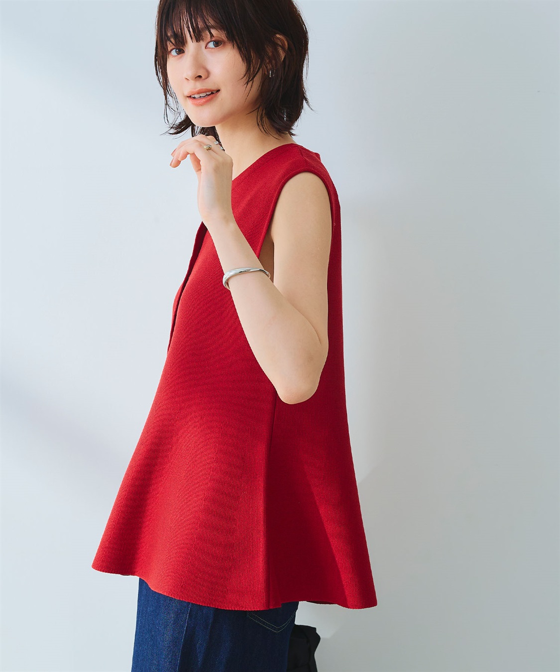 CROSS FUNCTION 《洗える》サマ美え マシュマロミラノペプラムニットベスト_sub_10