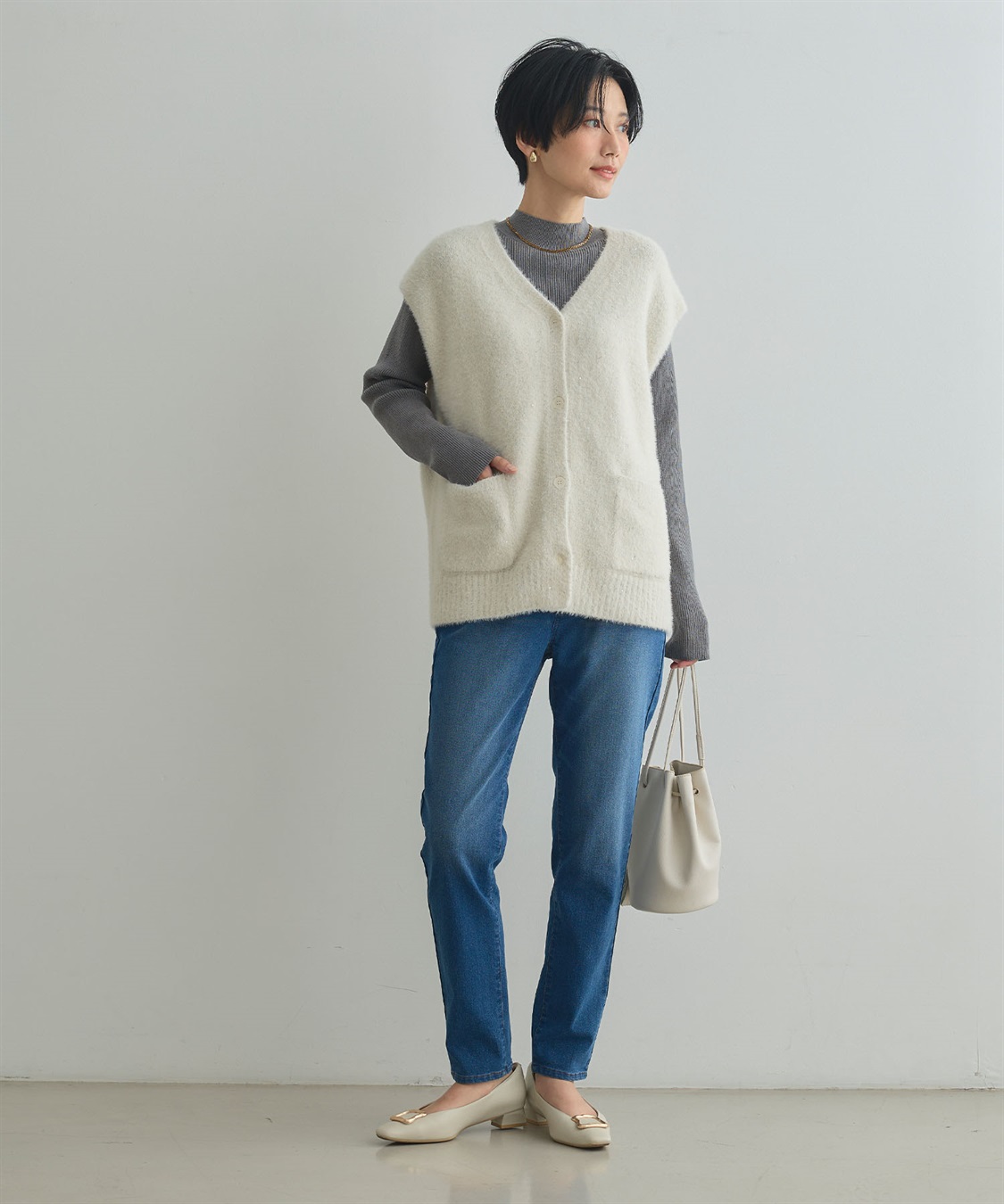 CROSS FUNCTION 《洗える》スパンコールフェザーニットベスト_sub_5