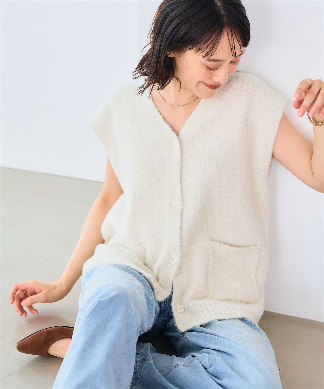 CROSS FUNCTION 《洗える》スパンコールフェザーニットベスト_sub_6