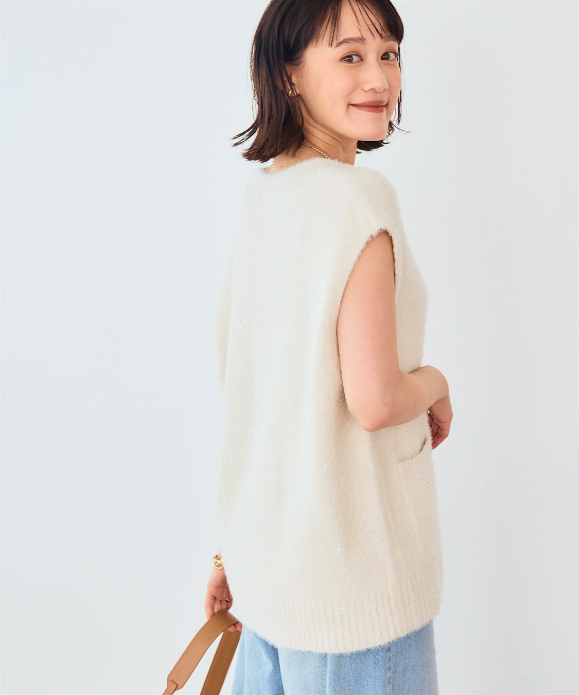 CROSS FUNCTION 《洗える》スパンコールフェザーニットベスト_sub_9