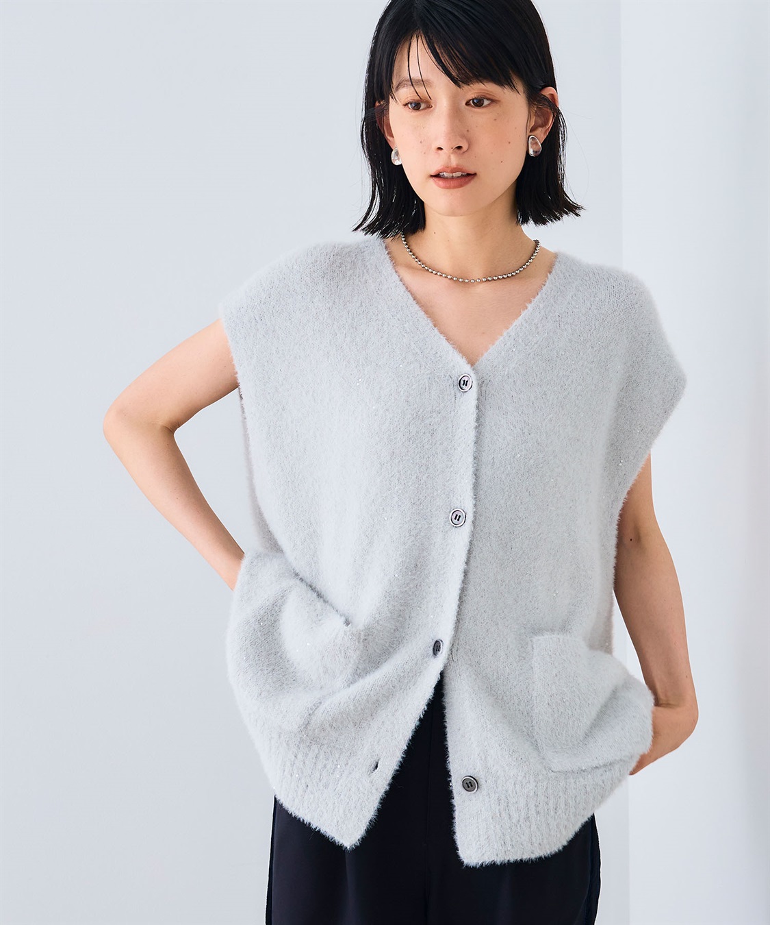 CROSS FUNCTION 《洗える》スパンコールフェザーニットベスト_sub_12
