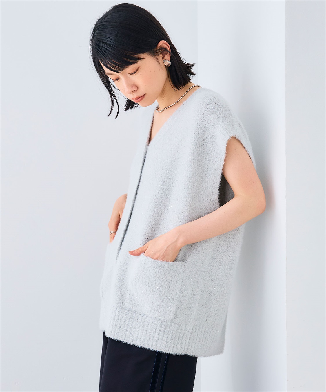 CROSS FUNCTION 《洗える》スパンコールフェザーニットベスト_sub_14