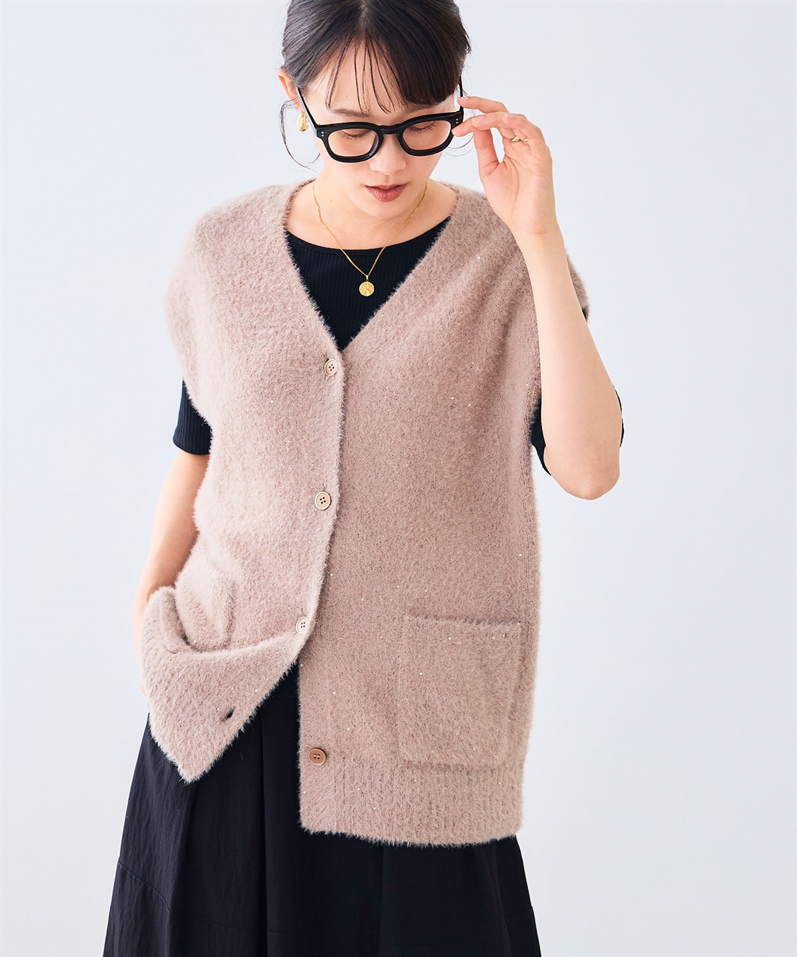 CROSS FUNCTION 《洗える》スパンコールフェザーニットベスト_sub_22