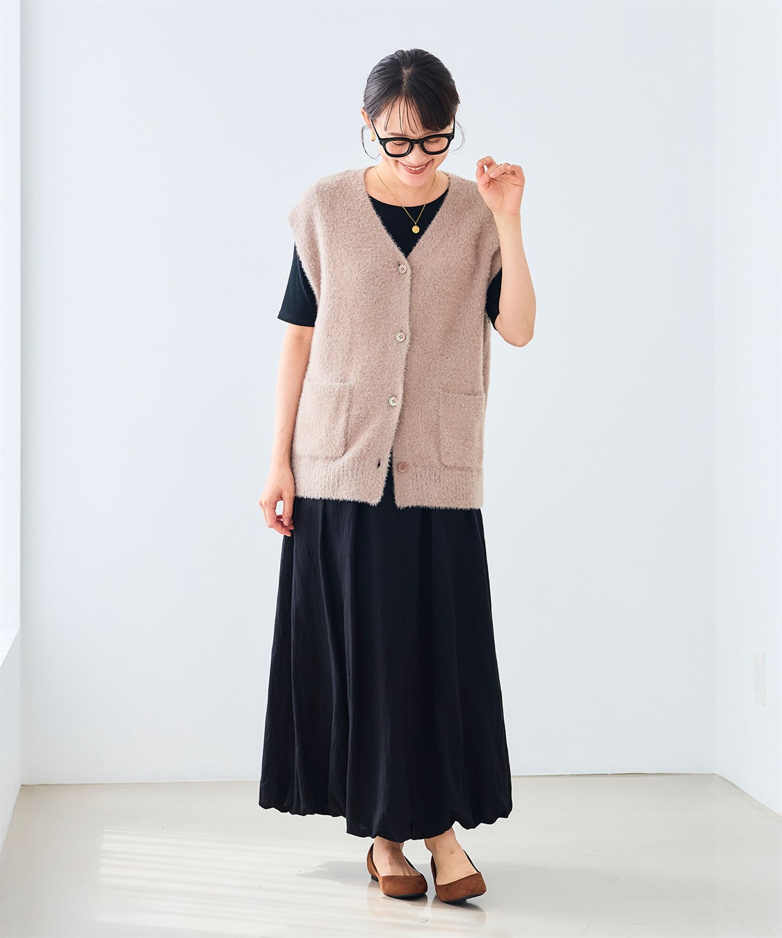 CROSS FUNCTION 《洗える》スパンコールフェザーニットベスト_sub_24