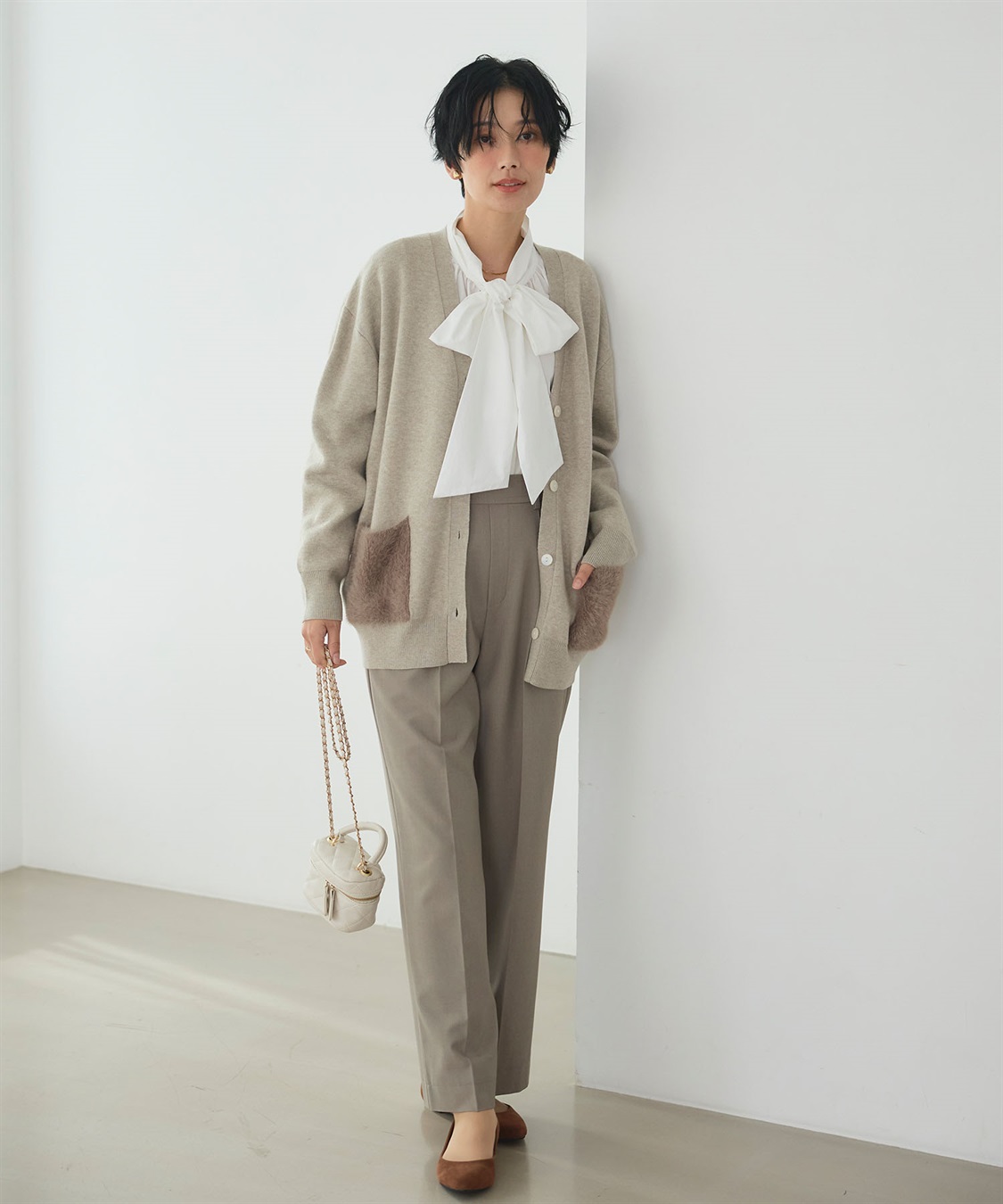 CROSS FUNCTION 《洗える》サマ美え ファーポケットVネックカーディガン_sub_7