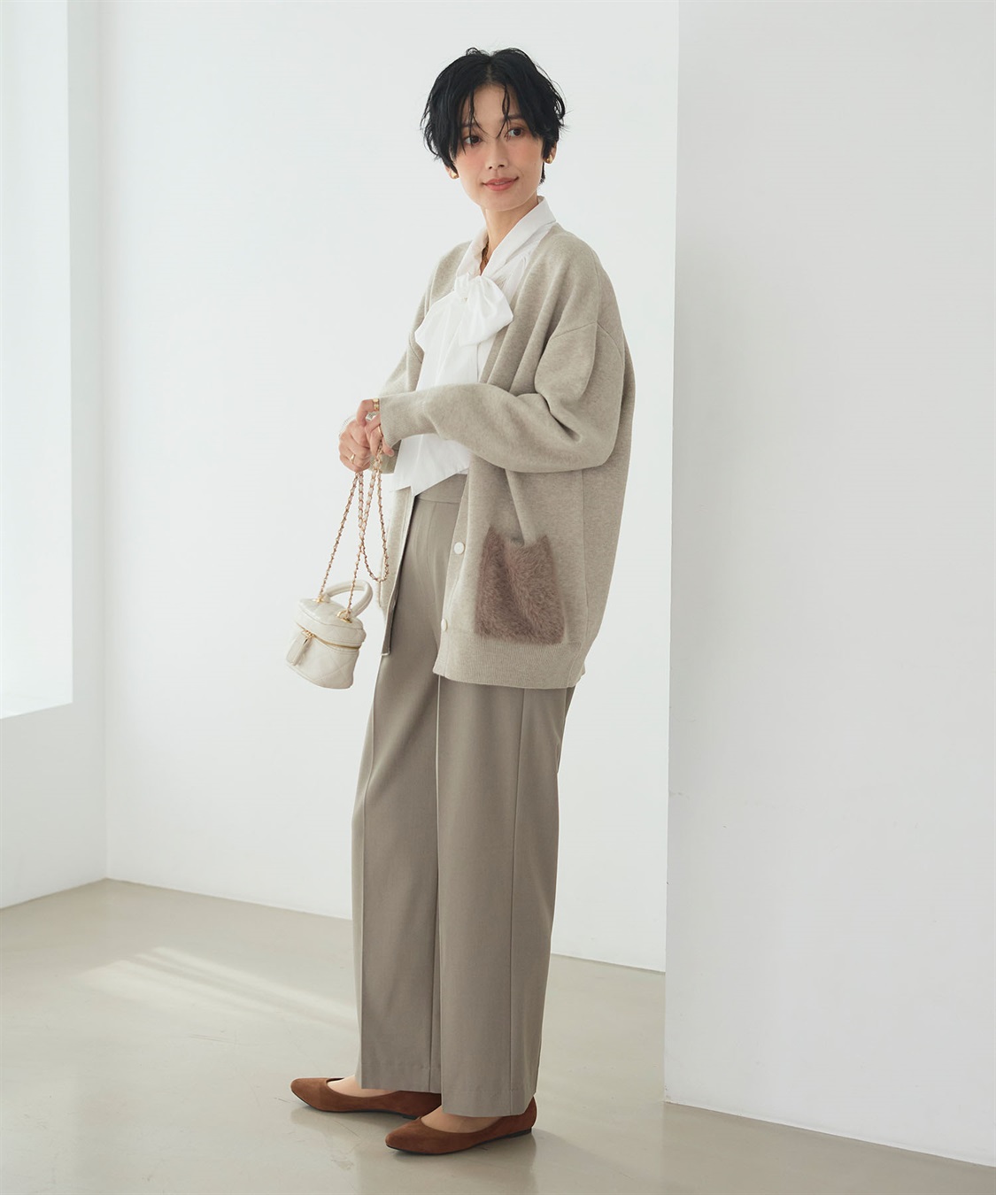 CROSS FUNCTION 《洗える》サマ美え ファーポケットVネックカーディガン_sub_8