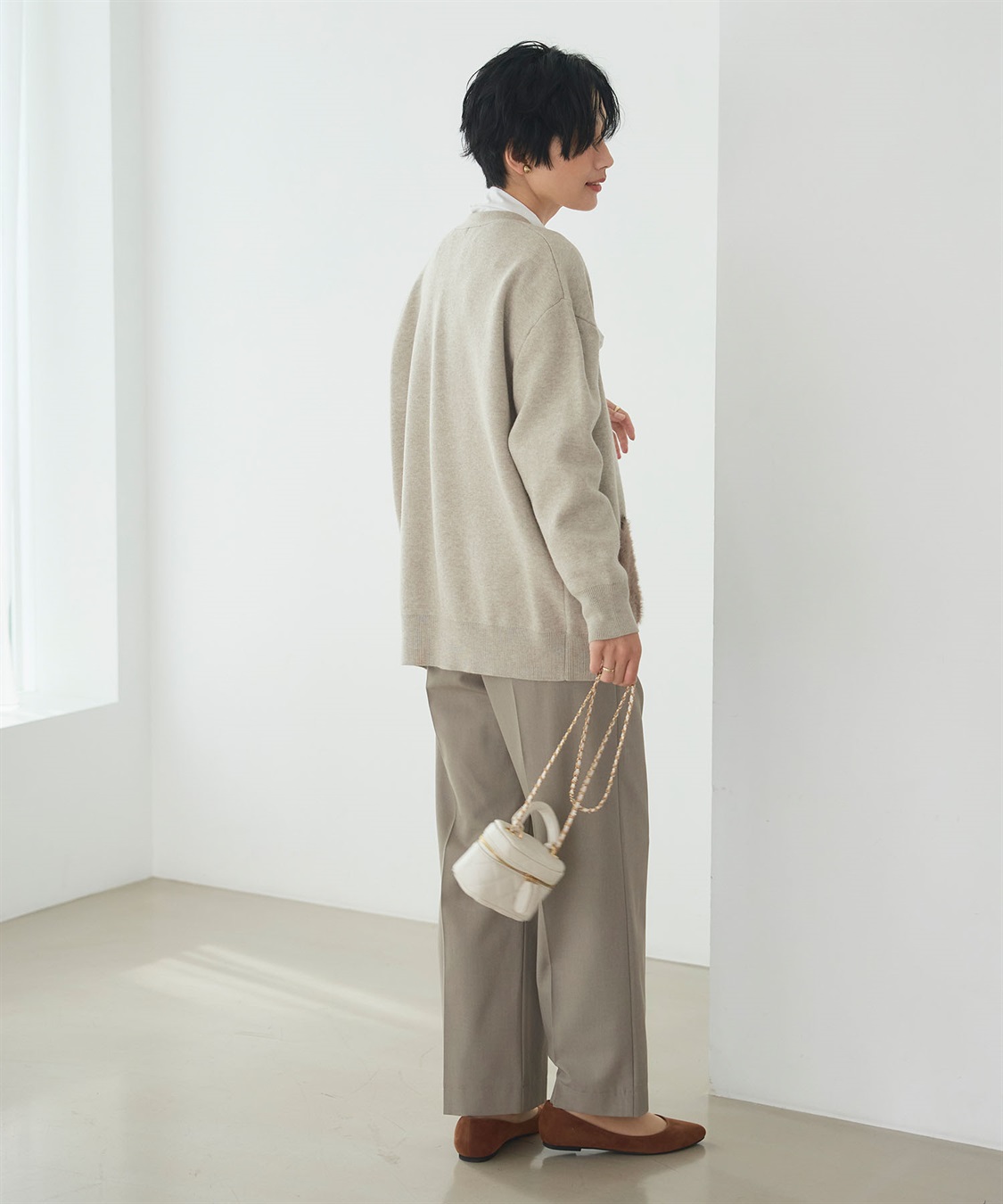 CROSS FUNCTION 《洗える》サマ美え ファーポケットVネックカーディガン_sub_9