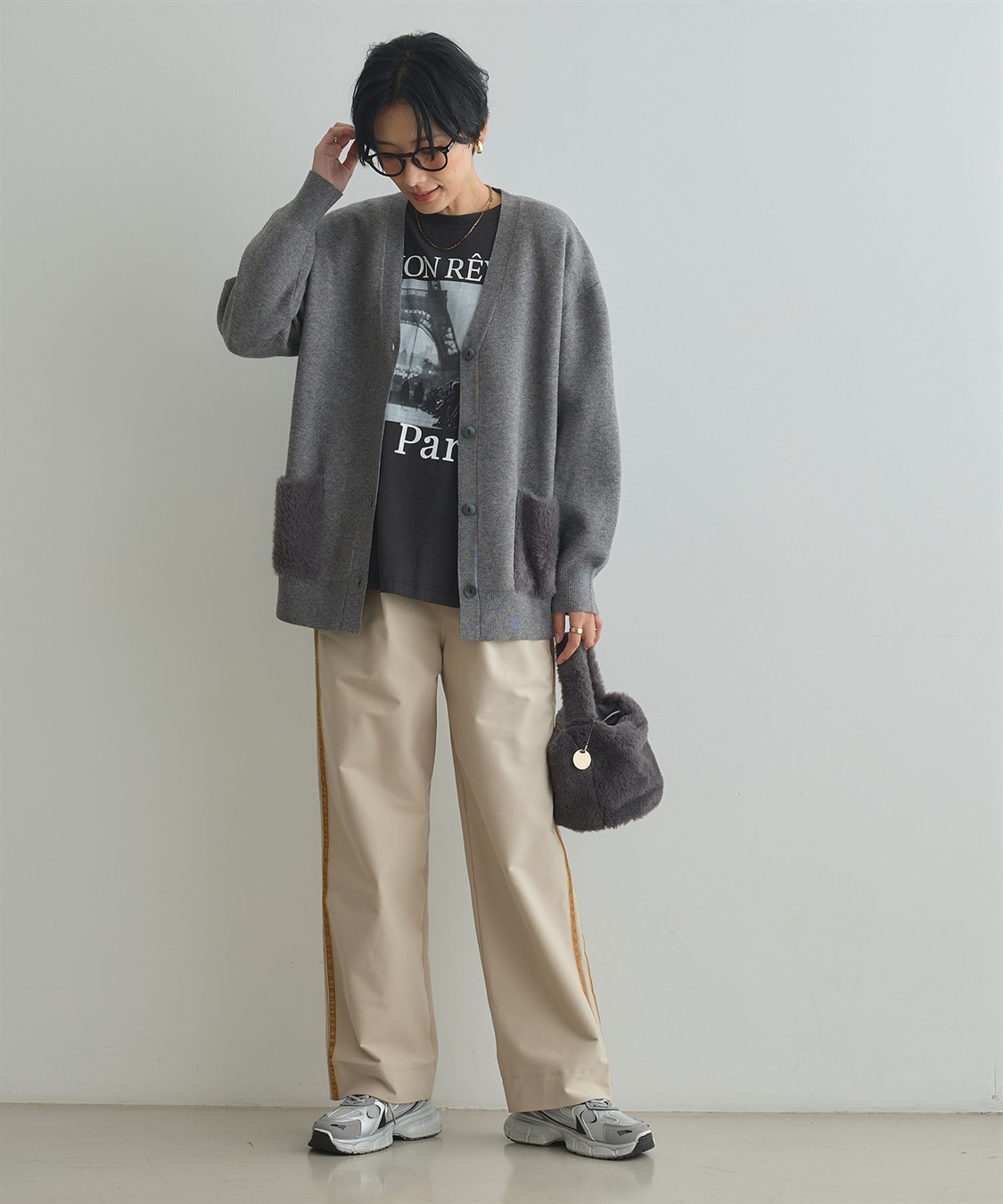 CROSS FUNCTION 《洗える》サマ美え ファーポケットVネックカーディガン_sub_16