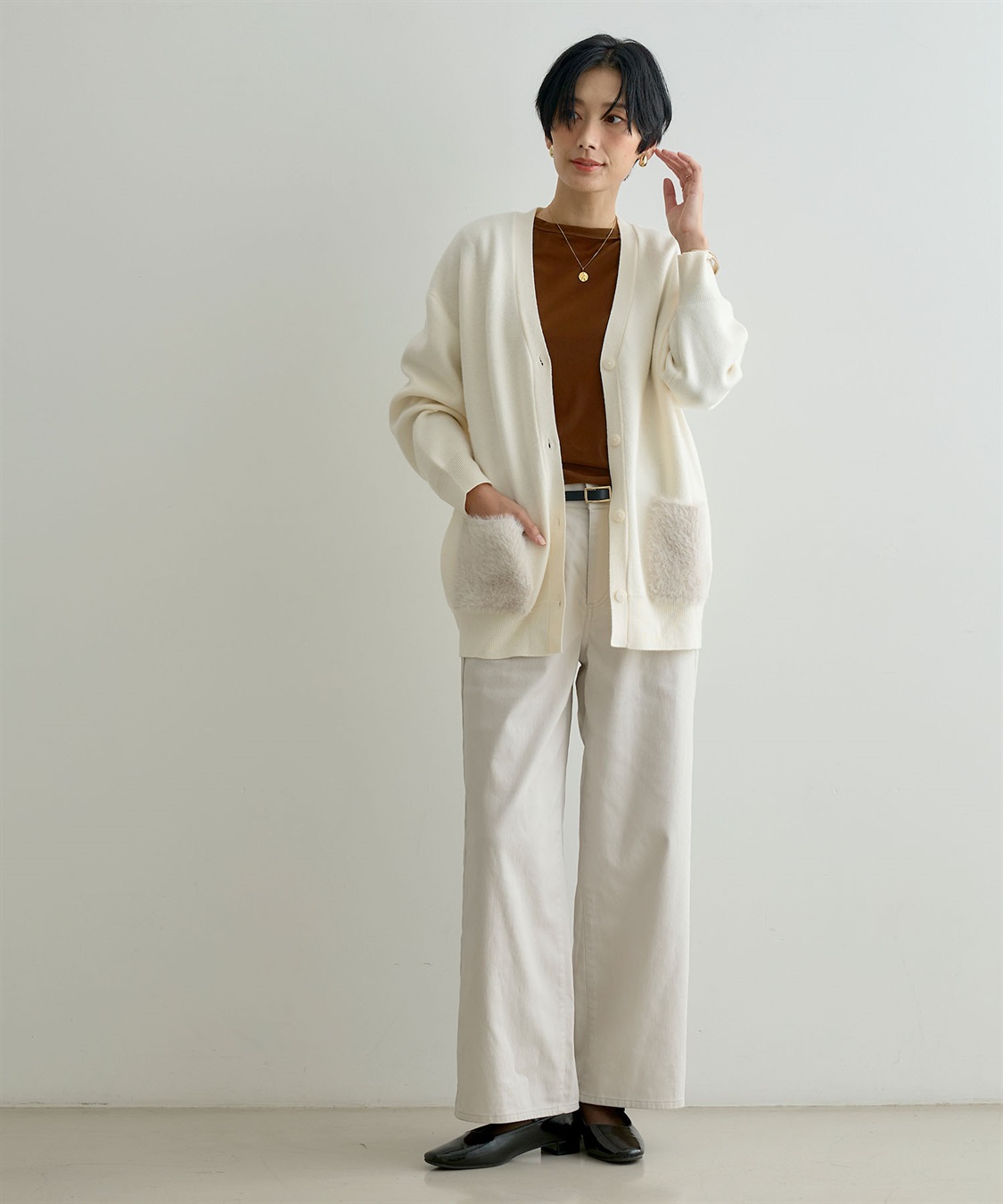 CROSS FUNCTION 《洗える》サマ美え ファーポケットVネックカーディガン_sub_25