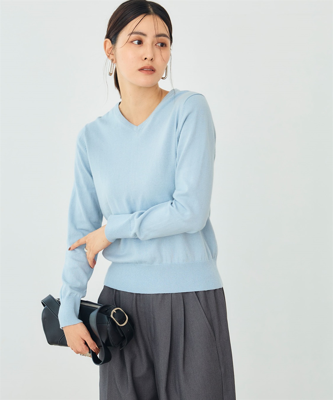 CROSS FUNCTION 《洗える》綿100％Vネックベーシックニット_sub_5