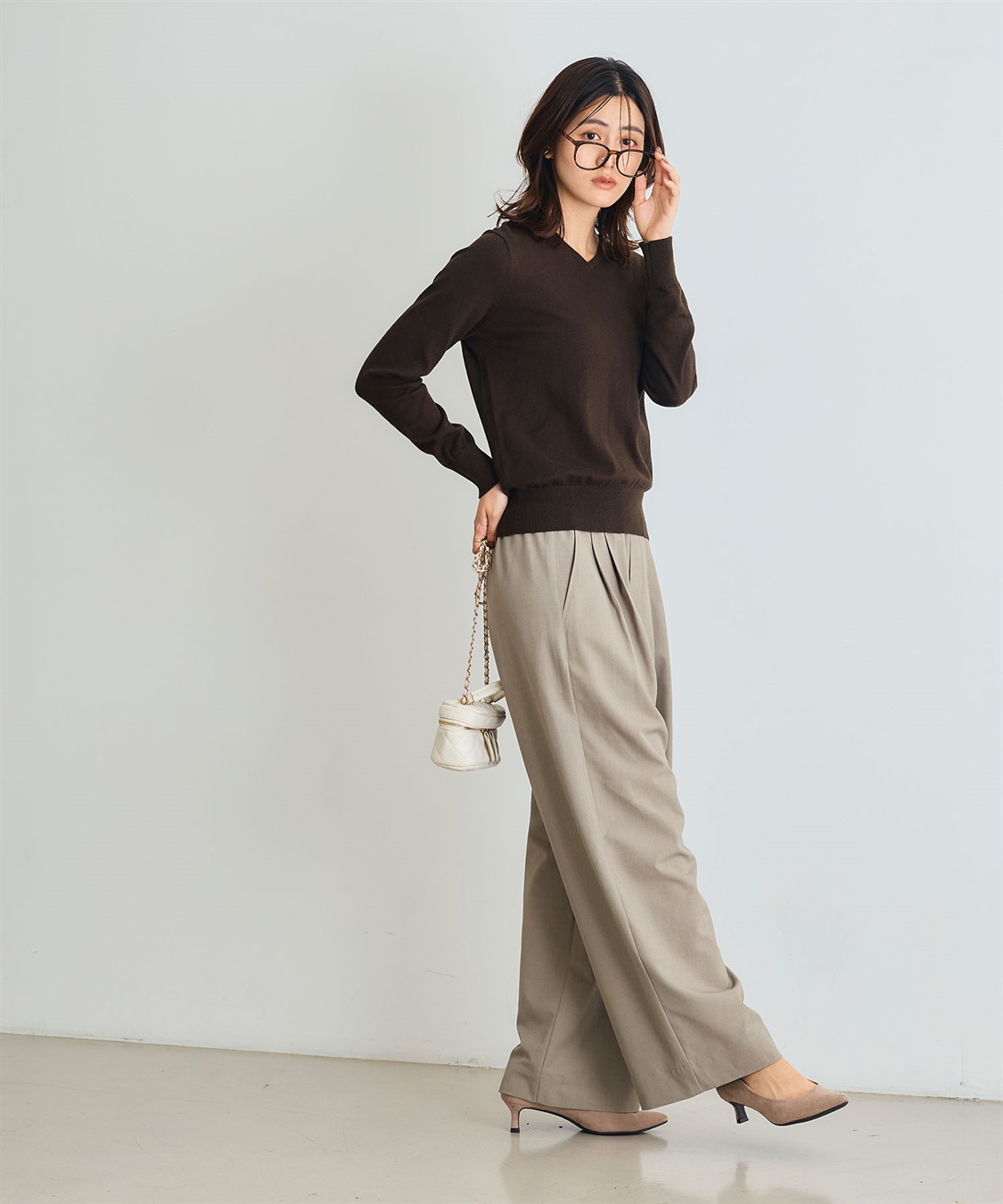 CROSS FUNCTION 《洗える》綿100％Vネックベーシックニット_sub_9