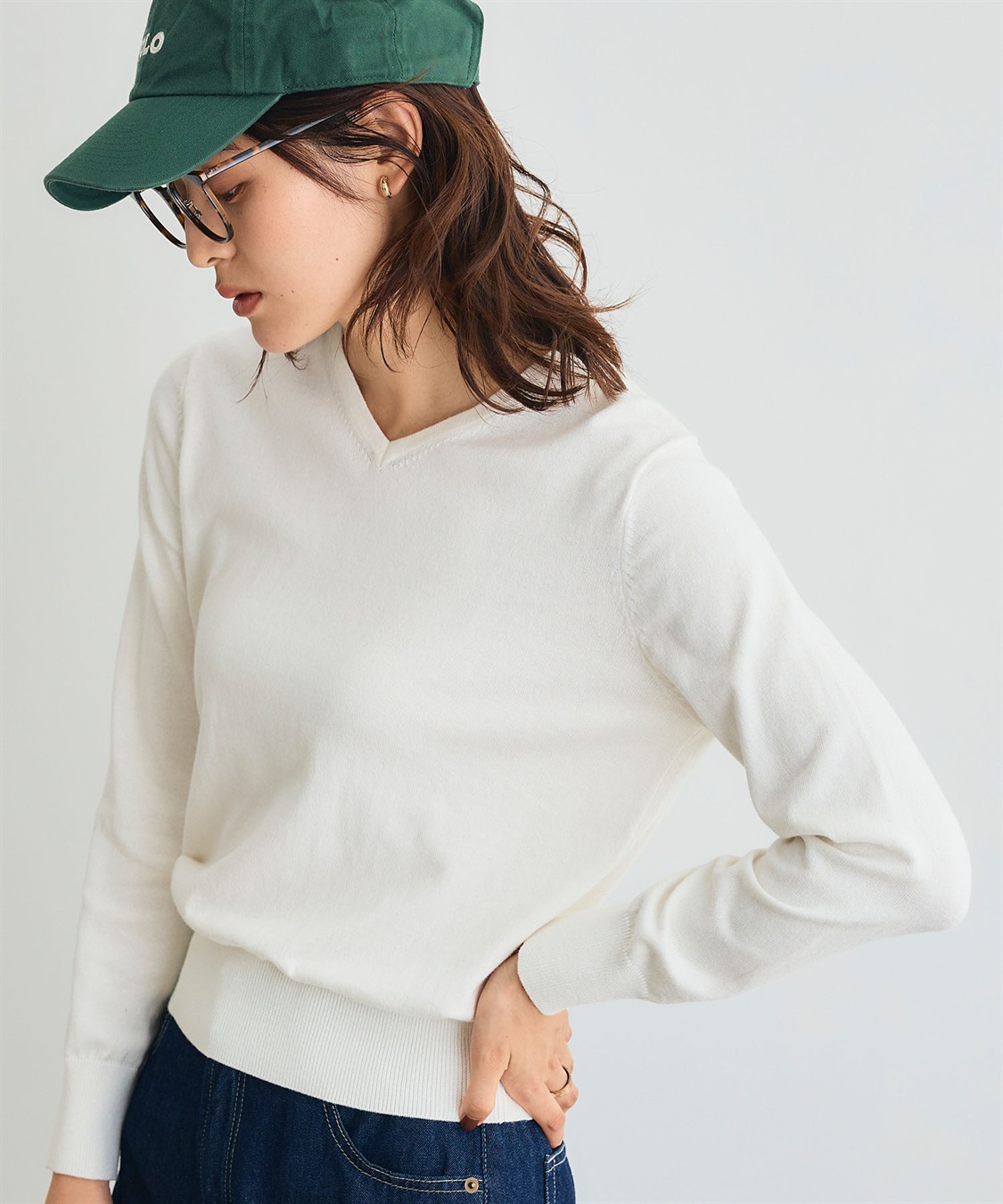 CROSS FUNCTION 《洗える》綿100％Vネックベーシックニット_sub_11