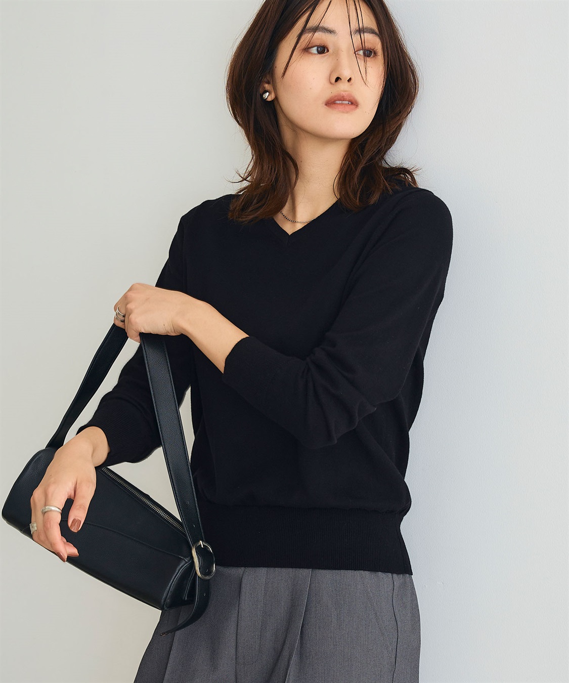 CROSS FUNCTION 《洗える》綿100％Vネックベーシックニット_sub_14