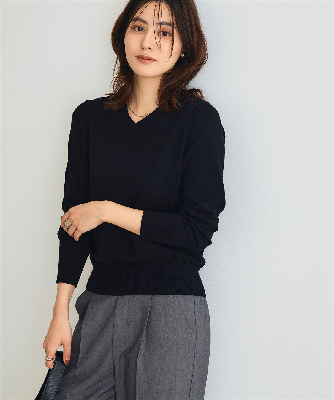 CROSS FUNCTION 《洗える》綿100％Vネックベーシックニット_sub_15