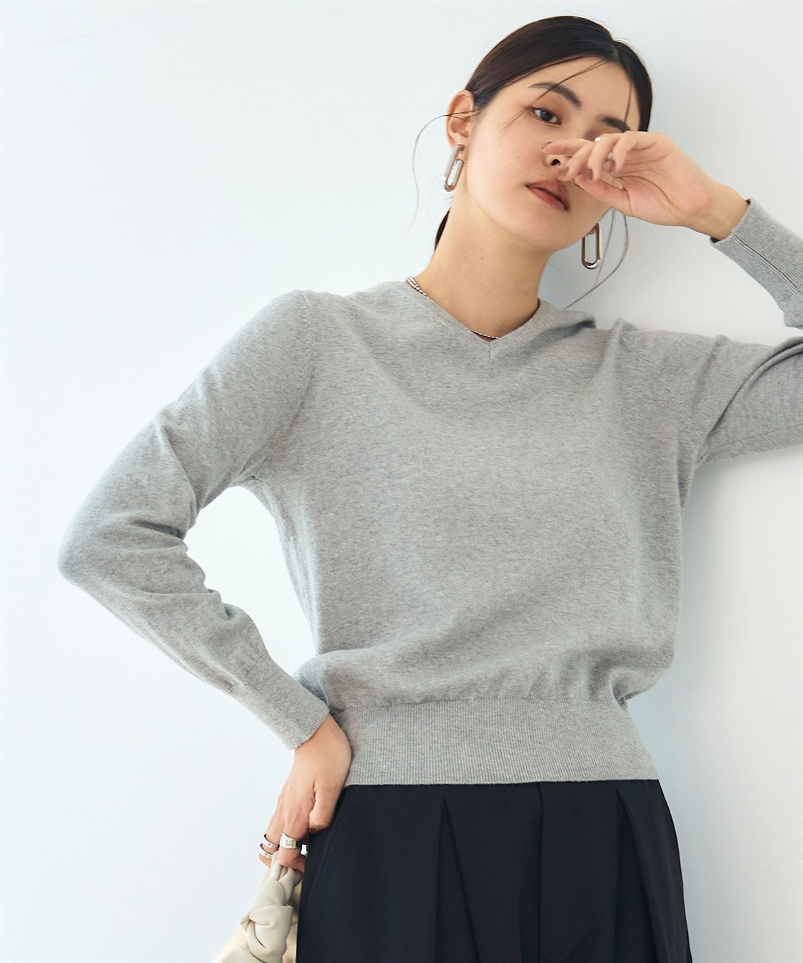 CROSS FUNCTION 《洗える》綿100％Vネックベーシックニット_sub_17