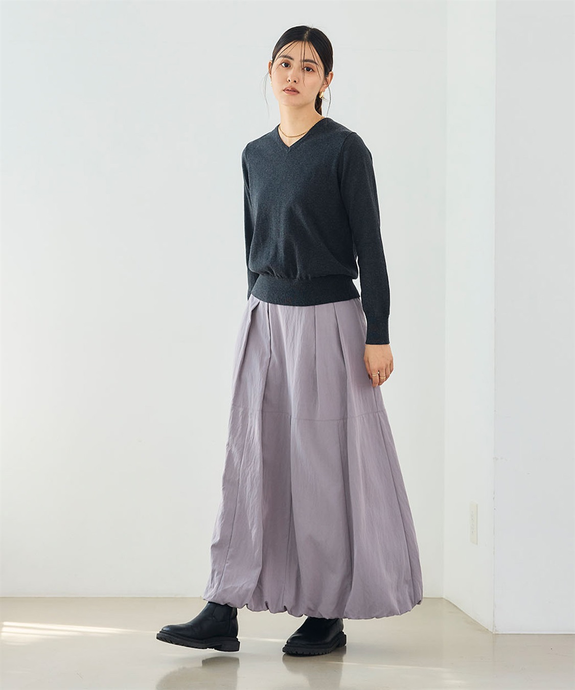 CROSS FUNCTION 《洗える》綿100％Vネックベーシックニット_sub_20