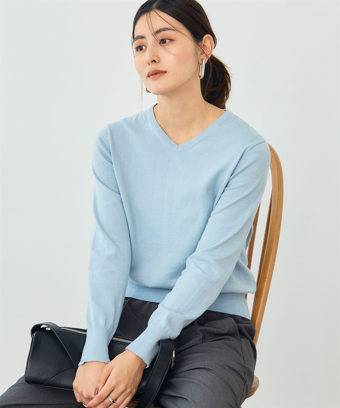 CROSS FUNCTION 《洗える》綿100％Vネックベーシックニット_sub_21