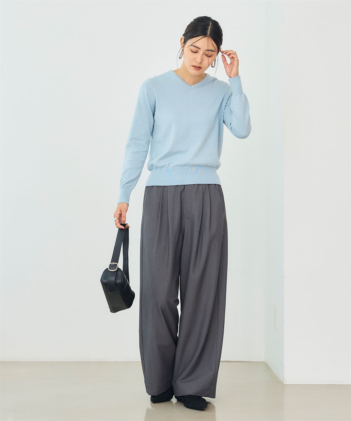 CROSS FUNCTION 《洗える》綿100％Vネックベーシックニット_sub_22