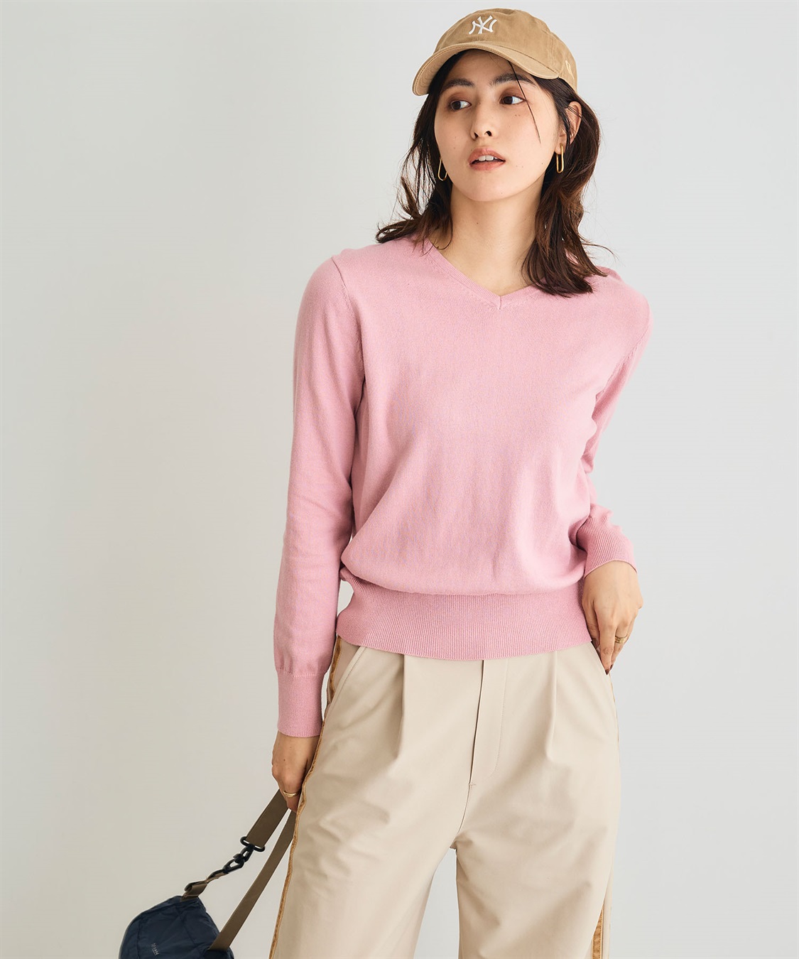 CROSS FUNCTION 《洗える》綿100％Vネックベーシックニット_sub_25