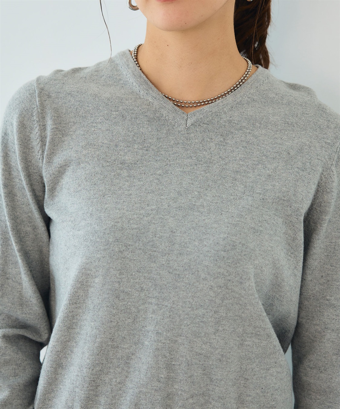CROSS FUNCTION 《洗える》綿100％Vネックベーシックニット_sub_27