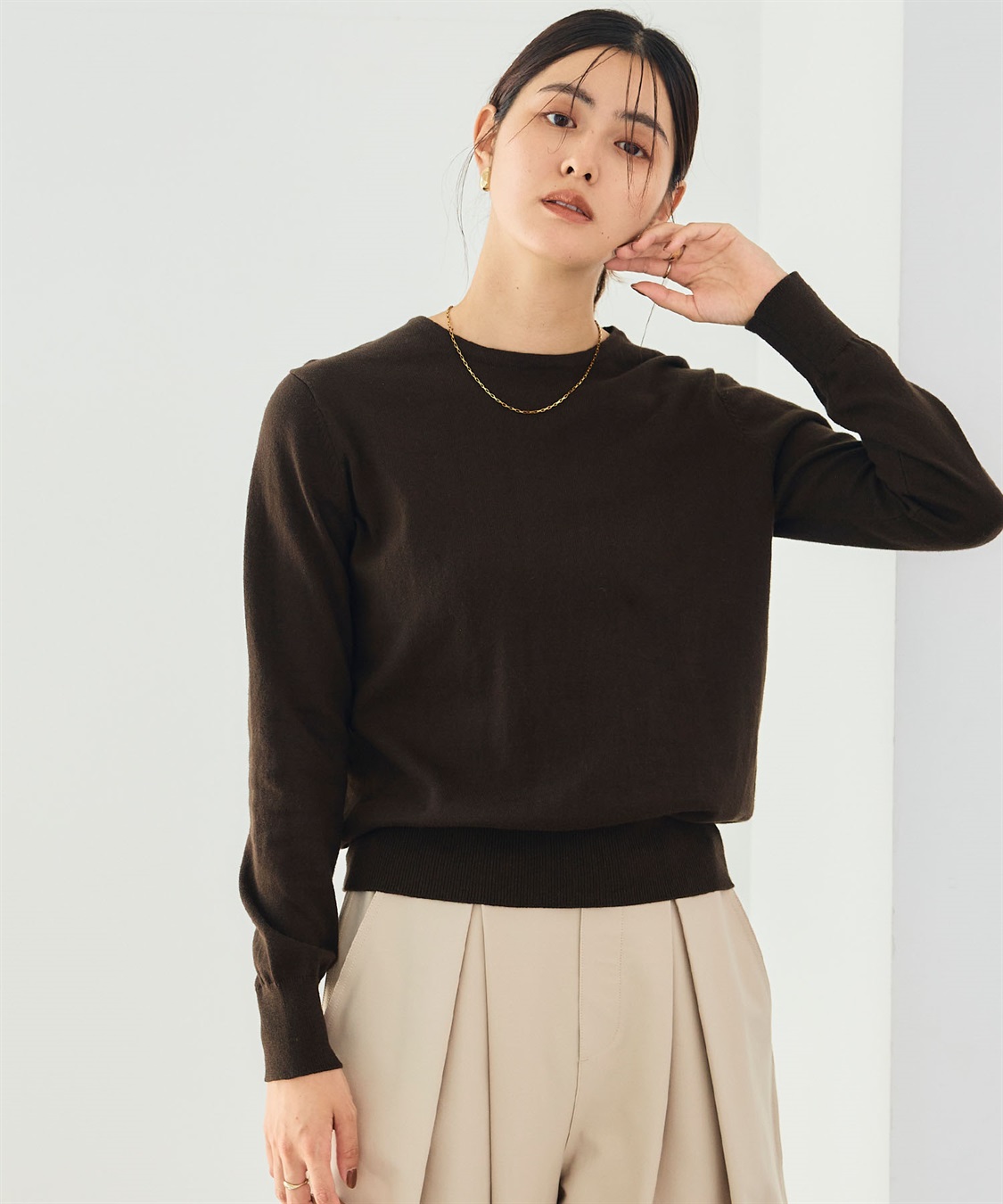 CROSS FUNCTION 《洗える》綿100％クルーネックベーシックニット_sub_3