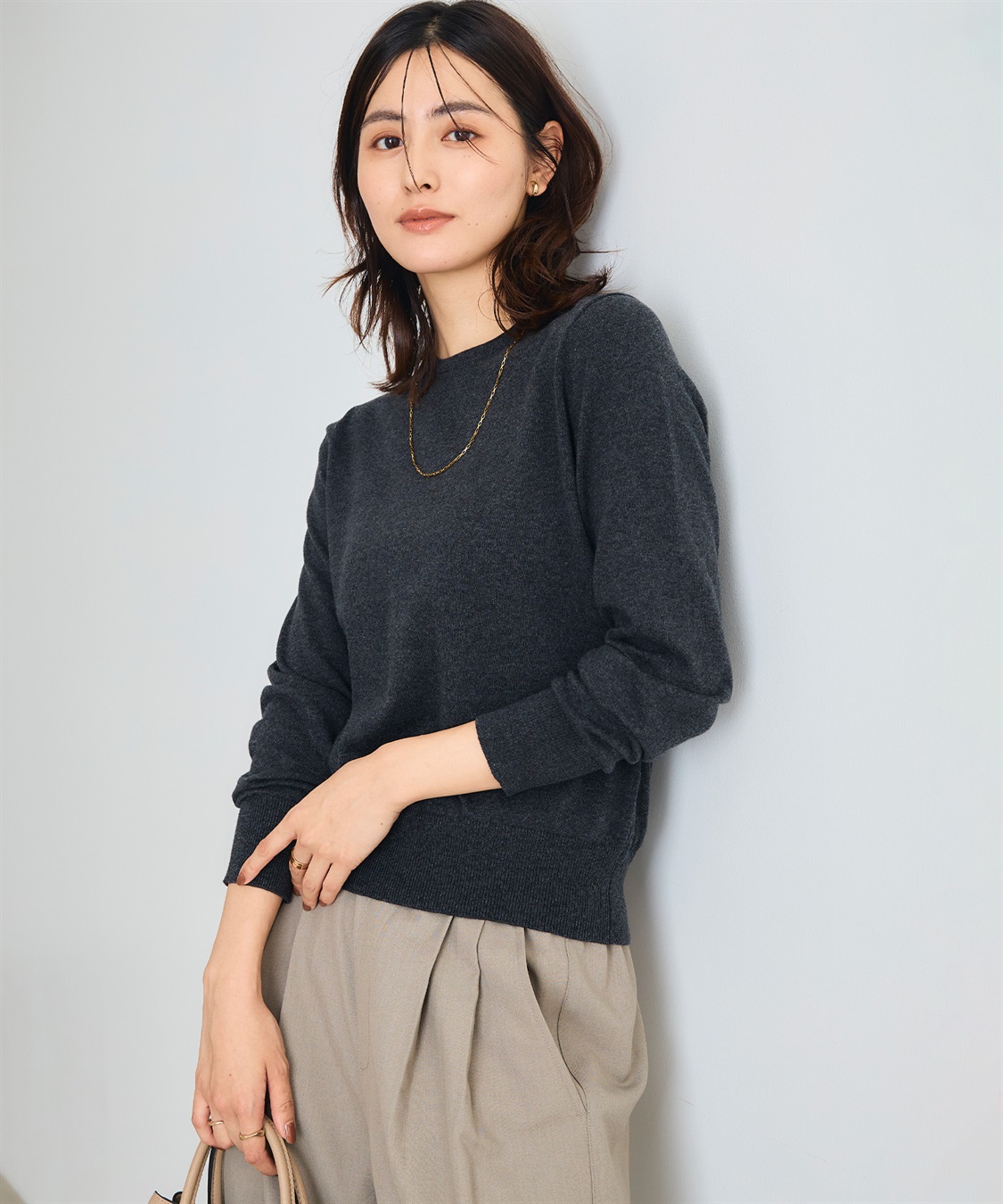 CROSS FUNCTION 《洗える》綿100％クルーネックベーシックニット_sub_5