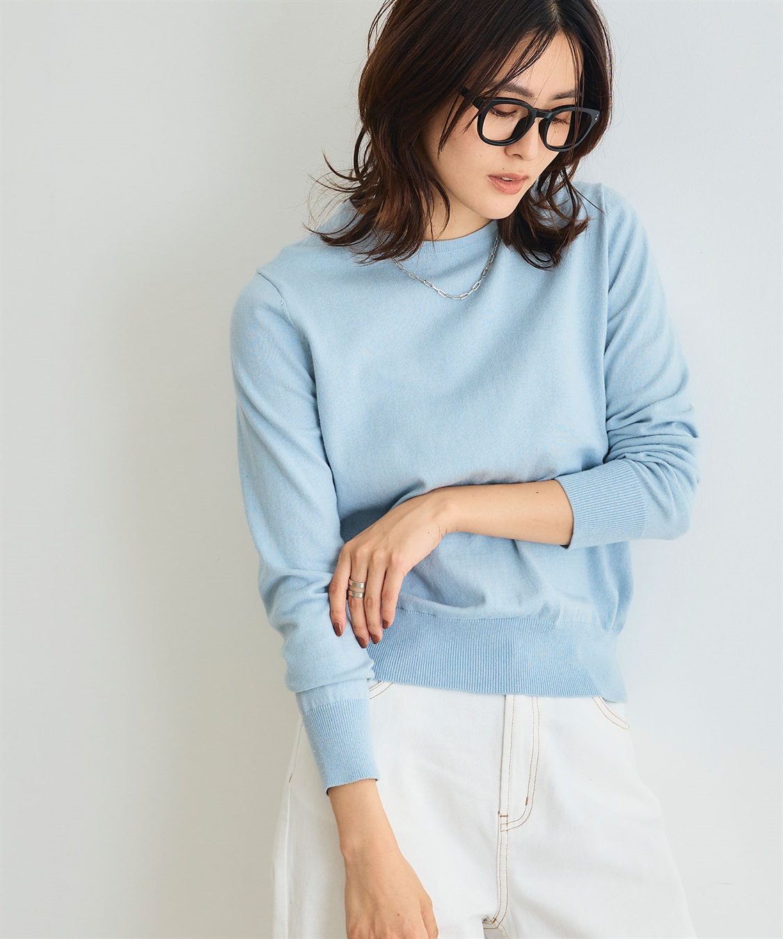 CROSS FUNCTION 《洗える》綿100％クルーネックベーシックニット_sub_6