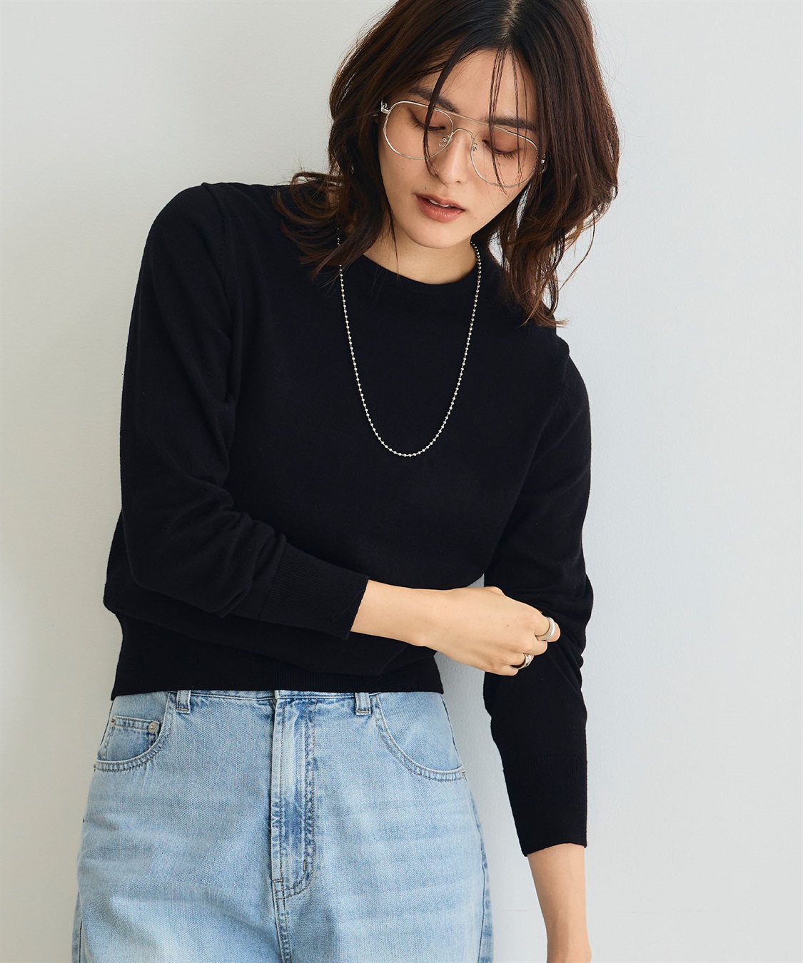 CROSS FUNCTION 《洗える》綿100％クルーネックベーシックニット_sub_11