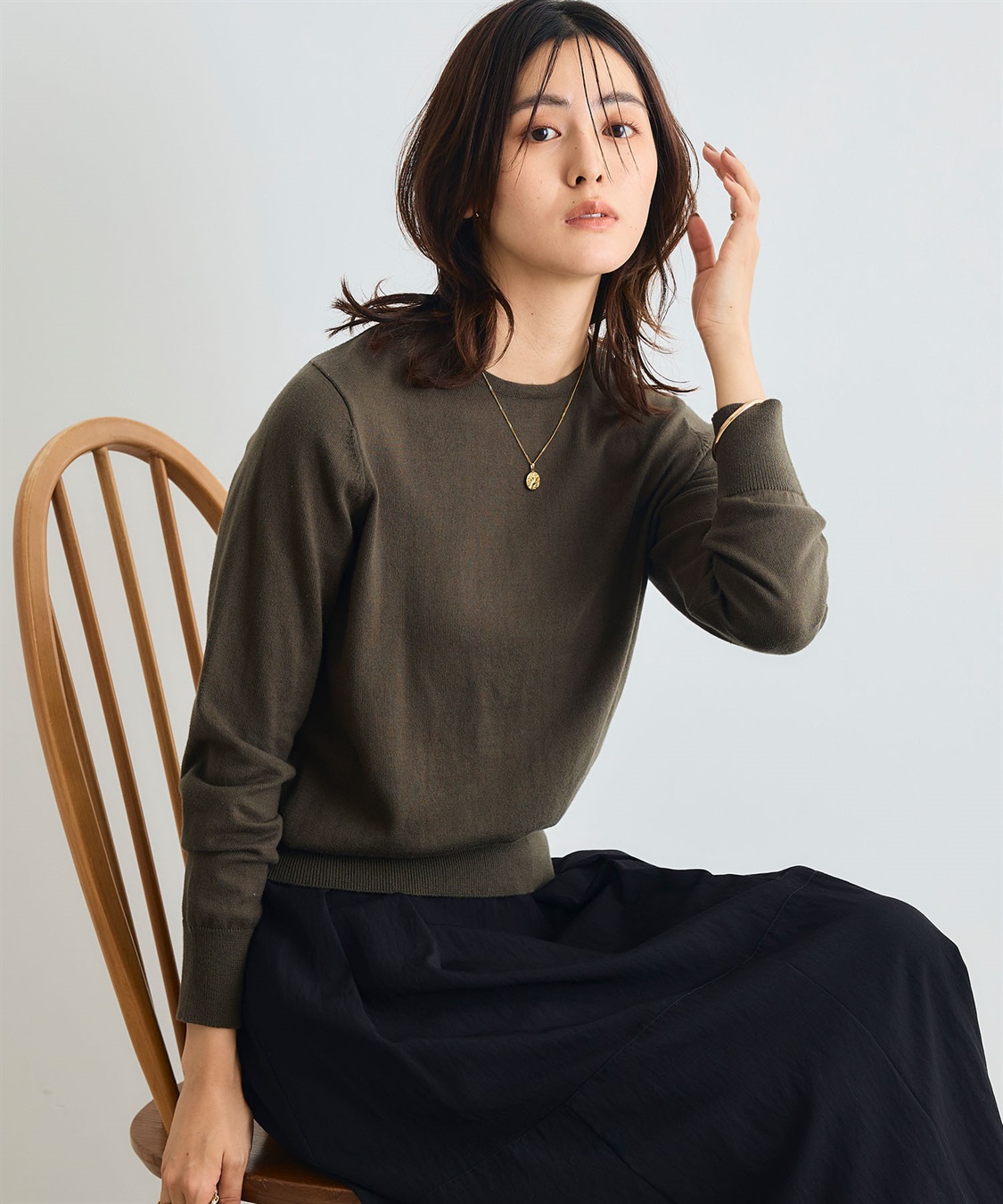 CROSS FUNCTION 《洗える》綿100％クルーネックベーシックニット_sub_14