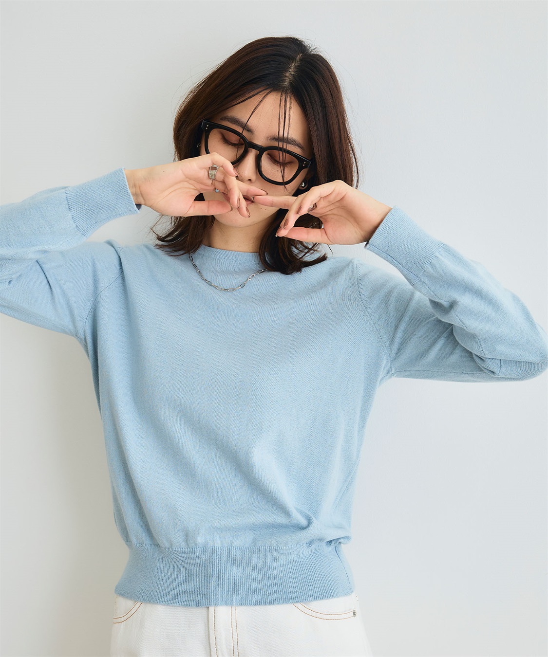 CROSS FUNCTION 《洗える》綿100％クルーネックベーシックニット_sub_23