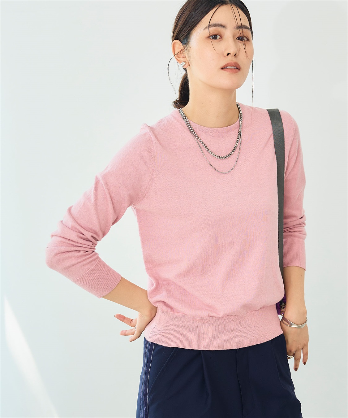 CROSS FUNCTION 《洗える》綿100％クルーネックベーシックニット_sub_25