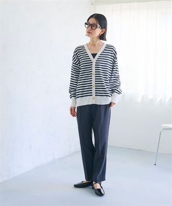 CROSS FUNCTION 《洗える》金釦ボーダーVネックカーディガン_subthumb_7