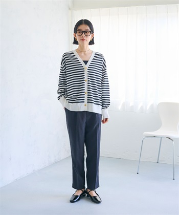 CROSS FUNCTION 《洗える》金釦ボーダーVネックカーディガン_subthumb_8