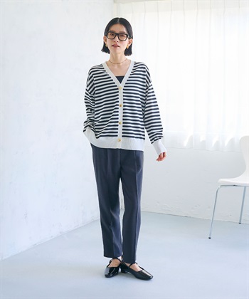 CROSS FUNCTION 《洗える》金釦ボーダーVネックカーディガン_subthumb_10