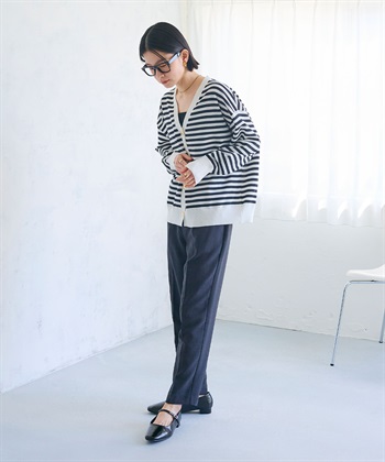 CROSS FUNCTION 《洗える》金釦ボーダーVネックカーディガン_subthumb_11