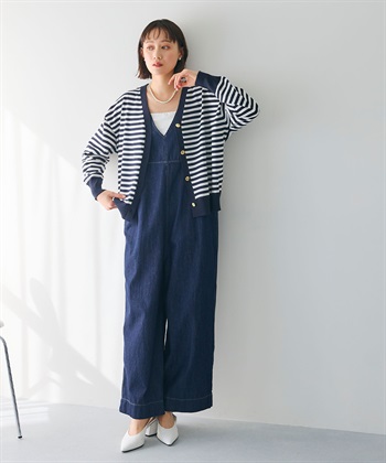 CROSS FUNCTION 《洗える》金釦ボーダーVネックカーディガン_subthumb_17