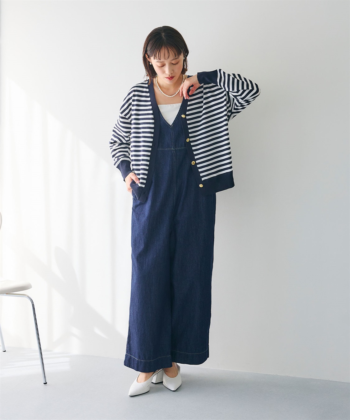 CROSS FUNCTION 《洗える》金釦ボーダーVネックカーディガン_sub_18