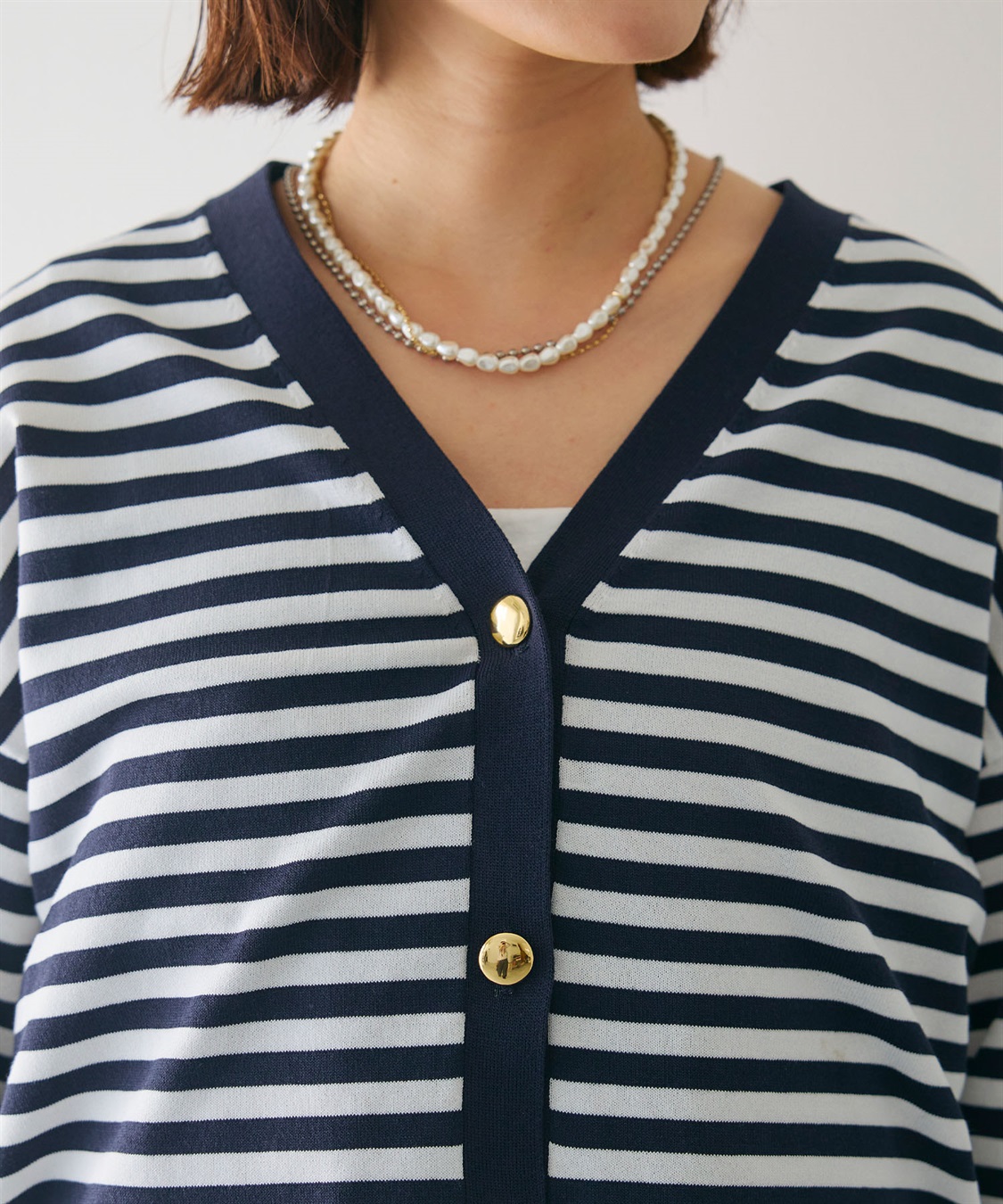 CROSS FUNCTION 《洗える》金釦ボーダーVネックカーディガン_sub_22