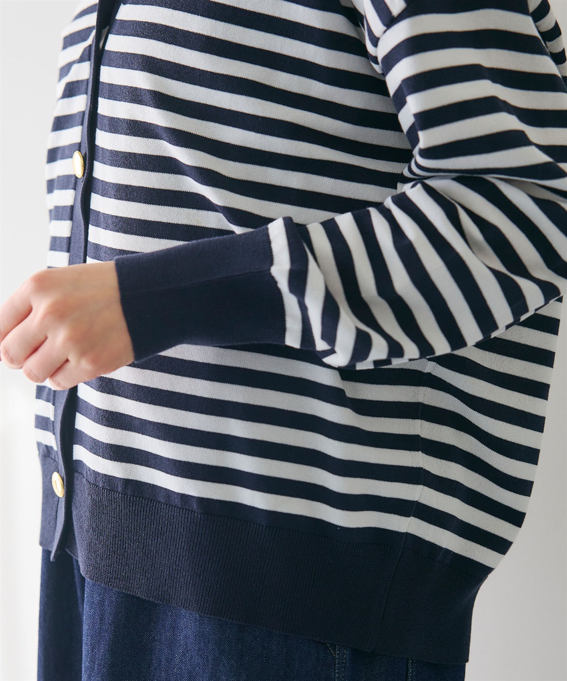 CROSS FUNCTION 《洗える》金釦ボーダーVネックカーディガン_sub_23
