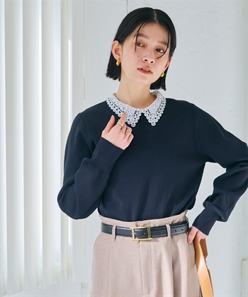 CROSS FUNCTION 《洗える》サマ美え レース襟ニットプルオーバー_subthumb_1