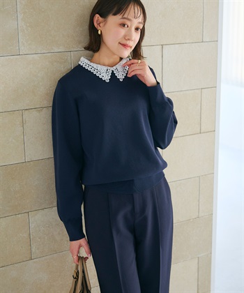 CROSS FUNCTION 《洗える》サマ美え レース襟ニットプルオーバー_subthumb_3