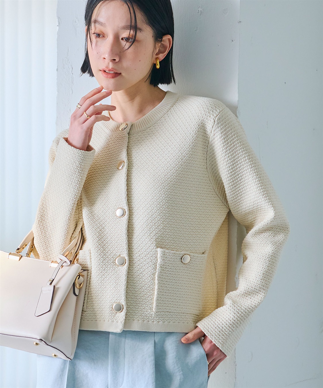 CROSS FUNCTION 《洗える》サマ美え 金釦ニットジャケット_sub_2